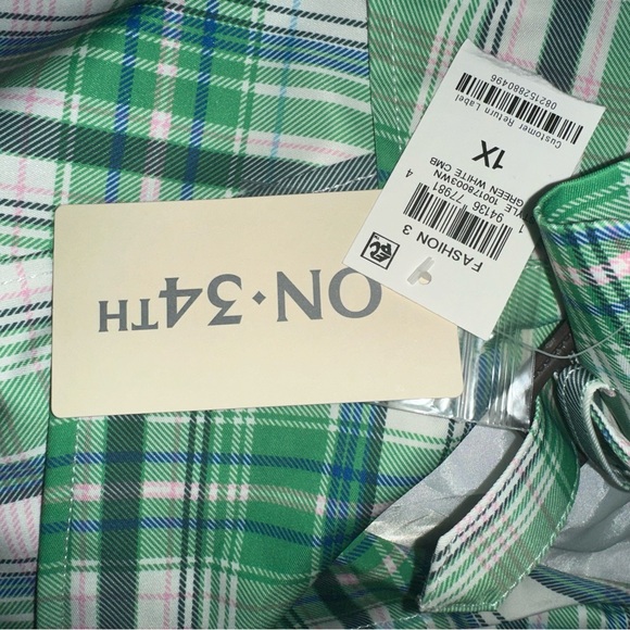 On 34th Plaid Double Breasted Trench Coat - Picture 4 of 9